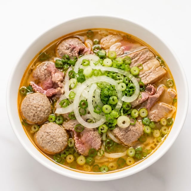 16A. Phở Sate Tái Nam Bò Viên (Satay Sliced Beef with Brisket & Beef Balls).