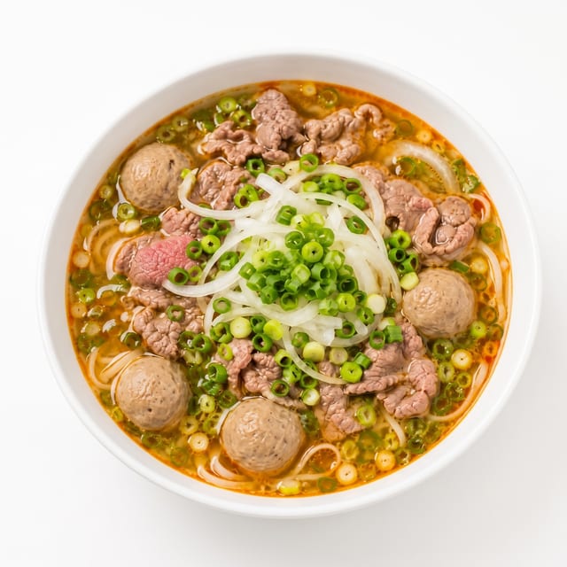 15A. Phở Sate Tái Bò Viên (Satay Sliced Beef & Beef Ball).