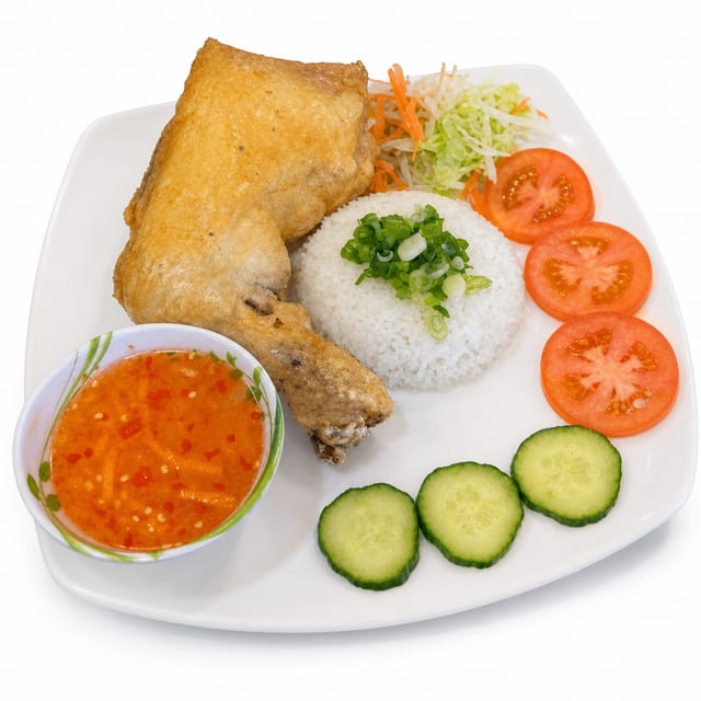33D. Cơm Gà Xối Mỡ (Kim's Crispy Chicken Rice).