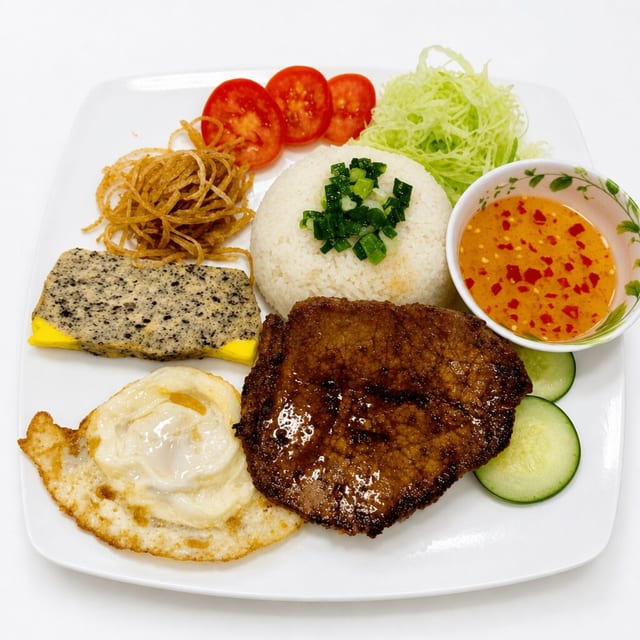 27A. Cơm Bò Nướng, Bì, Chả, Trứng (Deluxe Grilled Beef & Rice).