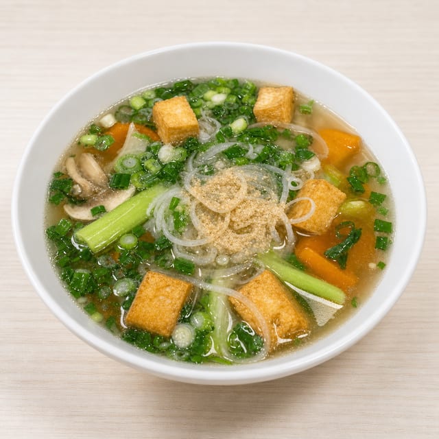 19B. Phở Rau Cải Với Nước Rau Cải (Vegetarian Noodle with Veggies Soup).