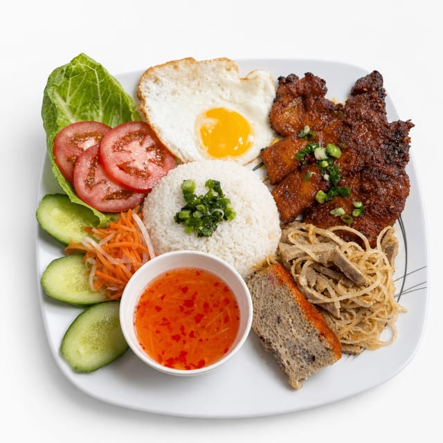 27. Cơm Sườn, Bì, Chả, Trứng (Deluxe Grilled Pork & Rice).
